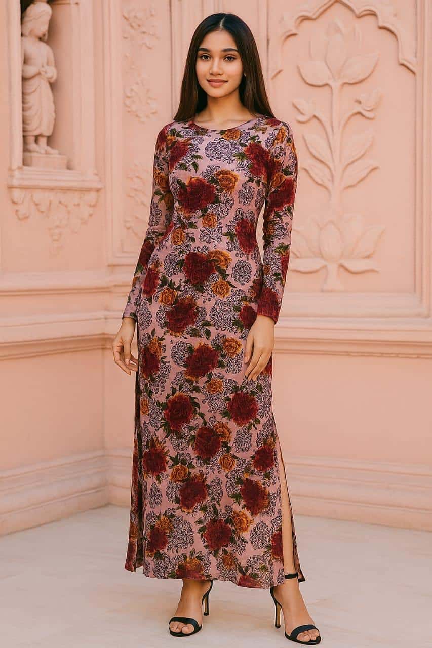 Micro Velvet Floral Unstitched Shirt Fabric - Image 2